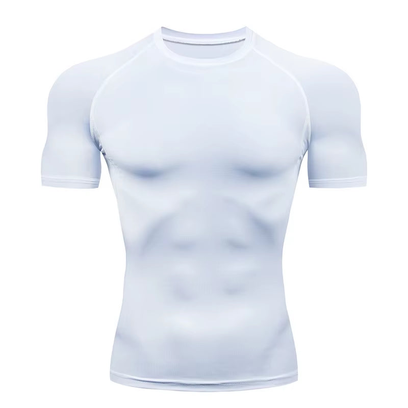 Men Short Sleeve T-Shirt Quick Dry Compression Shirts Fitness Gym T-Shirts Sport Bodybuilding Shirt Running Football Tee Shirts