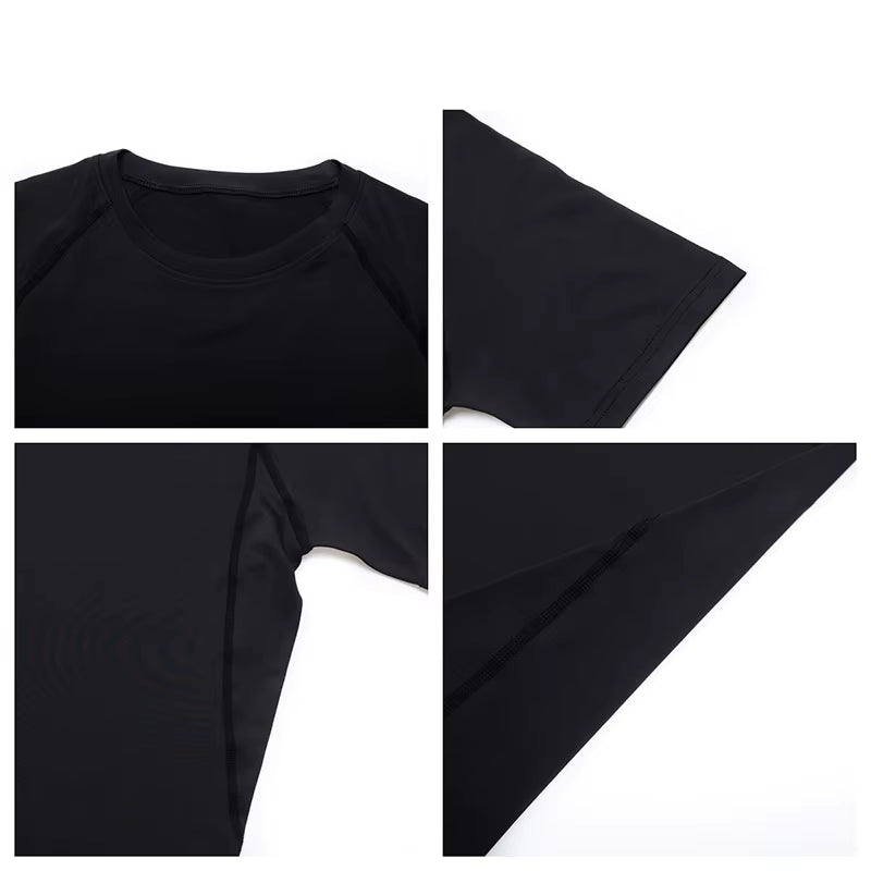 Men Short Sleeve T-Shirt Quick Dry Compression Shirts Fitness Gym T-Shirts Sport Bodybuilding Shirt Running Football Tee Shirts