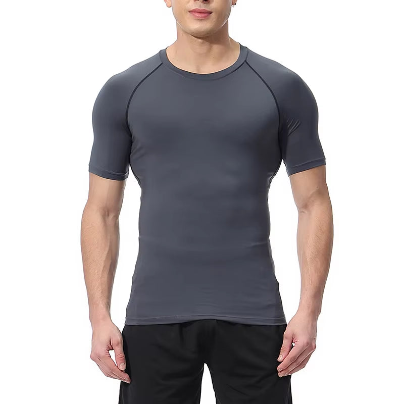 Men Short Sleeve T-Shirt Quick Dry Compression Shirts Fitness Gym T-Shirts Sport Bodybuilding Shirt Running Football Tee Shirts