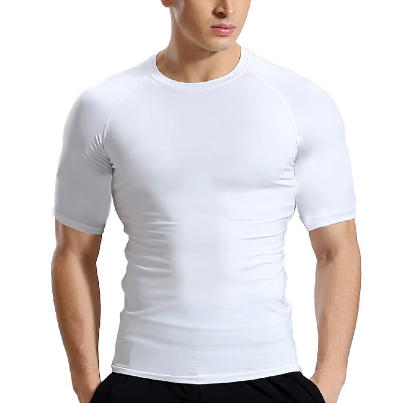 Men Short Sleeve T-Shirt Quick Dry Compression Shirts Fitness Gym T-Shirts Sport Bodybuilding Shirt Running Football Tee Shirts