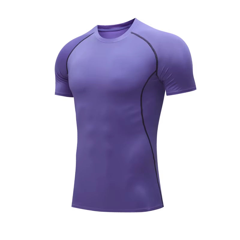 Men Short Sleeve T-Shirt Quick Dry Compression Shirts Fitness Gym T-Shirts Sport Bodybuilding Shirt Running Football Tee Shirts